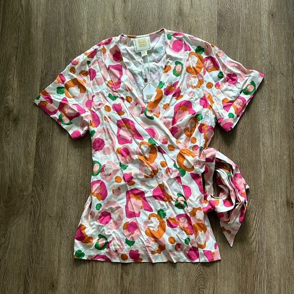 NWT Emily McCarthy Spot Cheetah Day Robe Top Size Medium - Picture 1 of 5